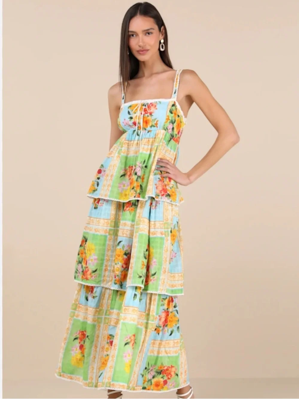 Show Me Your Mumu Peyton tiered floral maxi dress women’s L NWT - Picture 1 of 7